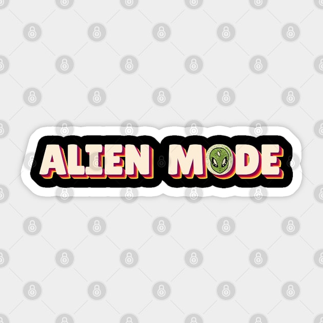 Alien mode cute face graphic, UFO outer space lover, Men Women Sticker by Luxera Wear